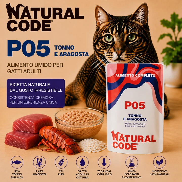 Natural Code P05 Tonno e Aragosta Alimento Umido per Gatti 70 g