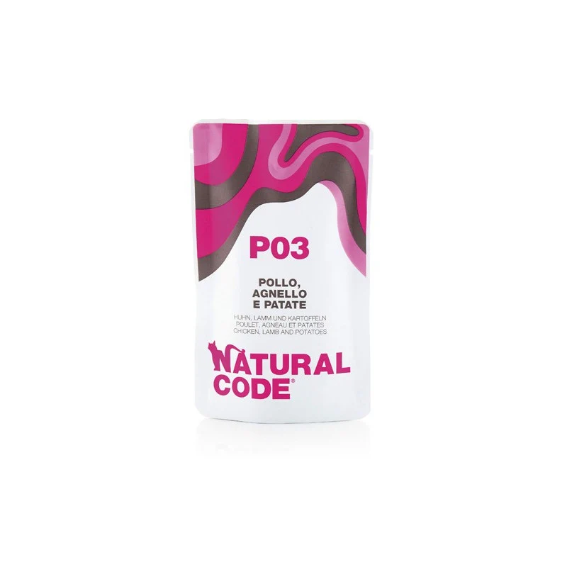 Natural Code P03 Pollo, Agnello e Patate Alimento Umido per Gatti 70 g