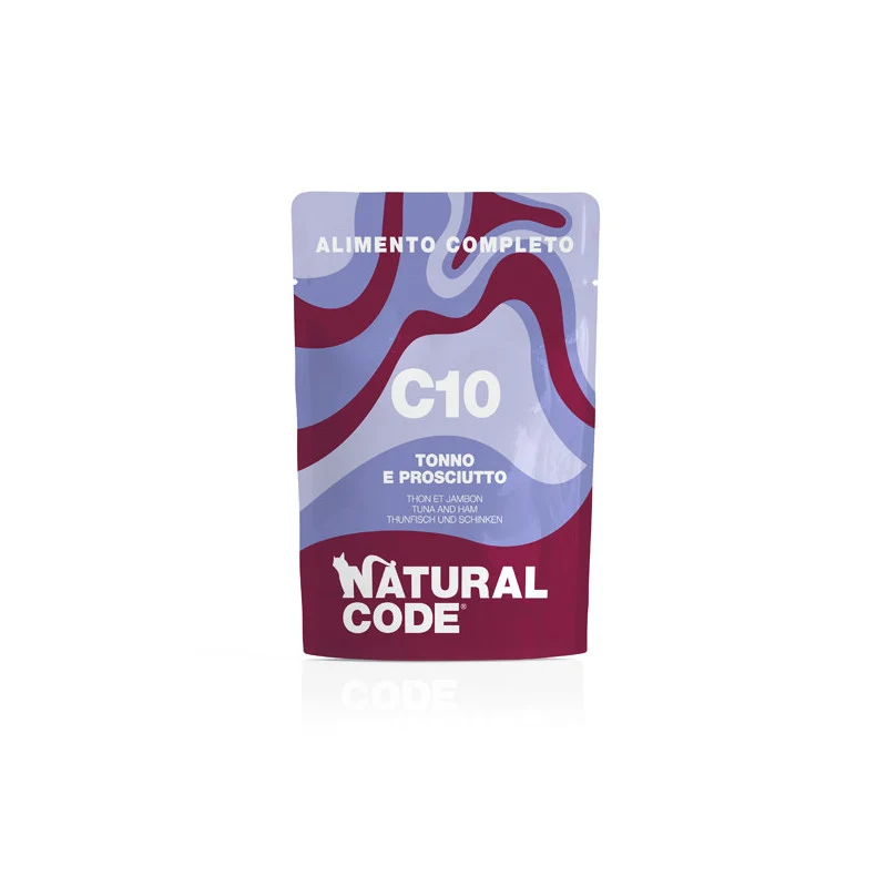 Natural Code C10 Tonno e Prosciutto Alimento Umido Completo per Gatti 70 g