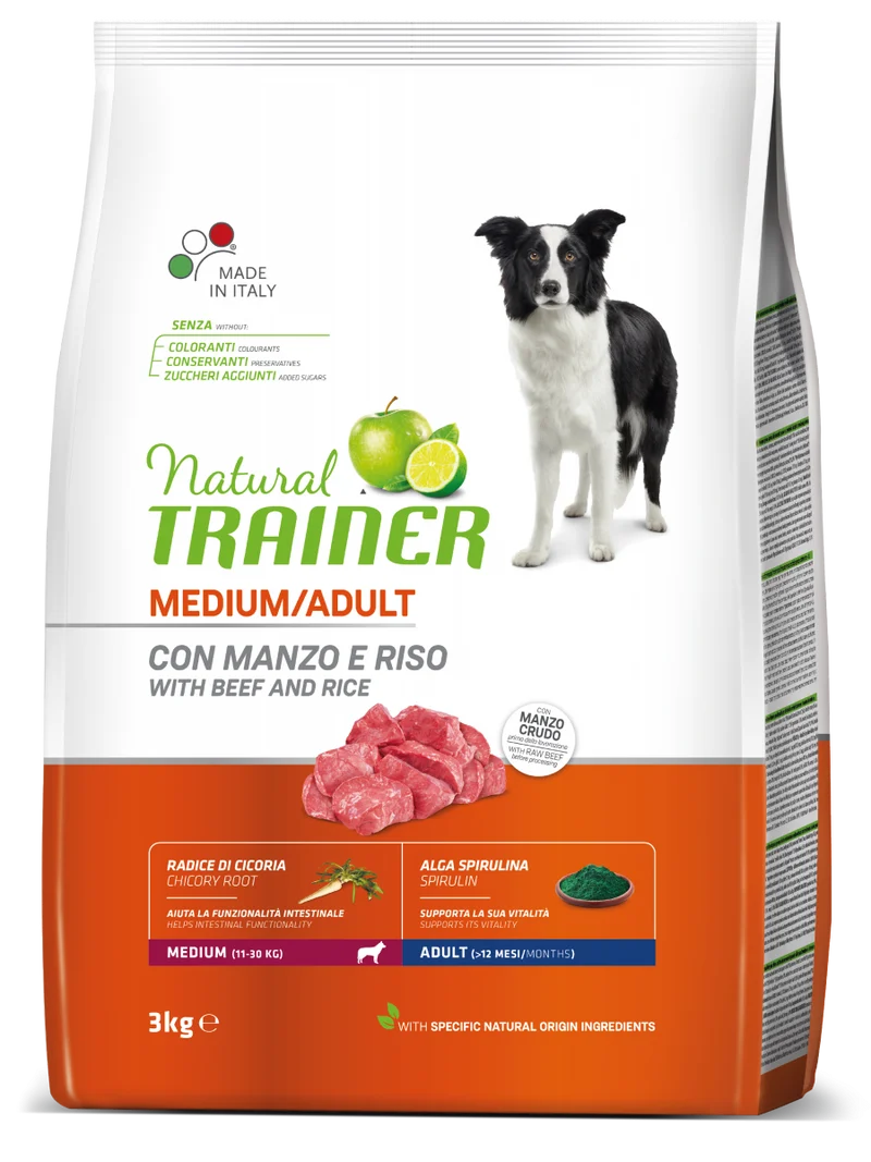 Natural Trainer cane Adult Medium con manzo