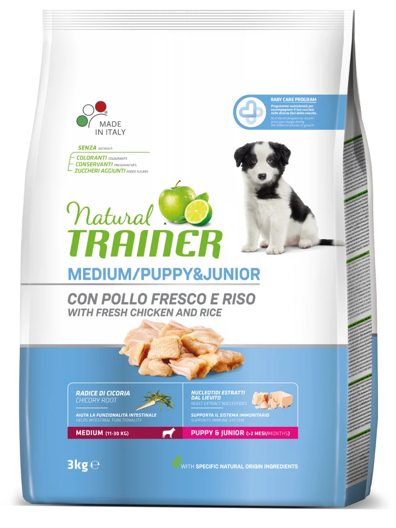 Natural Trainer cane Puppy&Junior Medium con pollo
