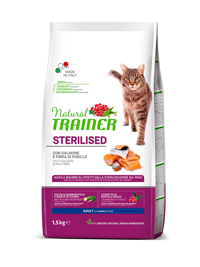Natural Trainer gatto Sterilised Adult con salmone