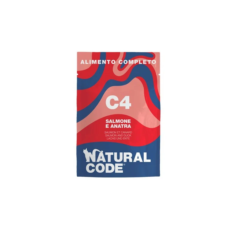 Natural Code C04 Salmone e Anatra Alimento Umido Completo per Gatti 70 g