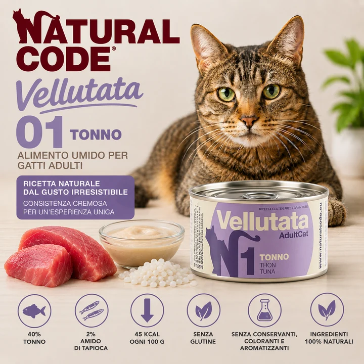 Natural Code 01 Vellutata Tonno | Alimento Umido per Gatti 85 g