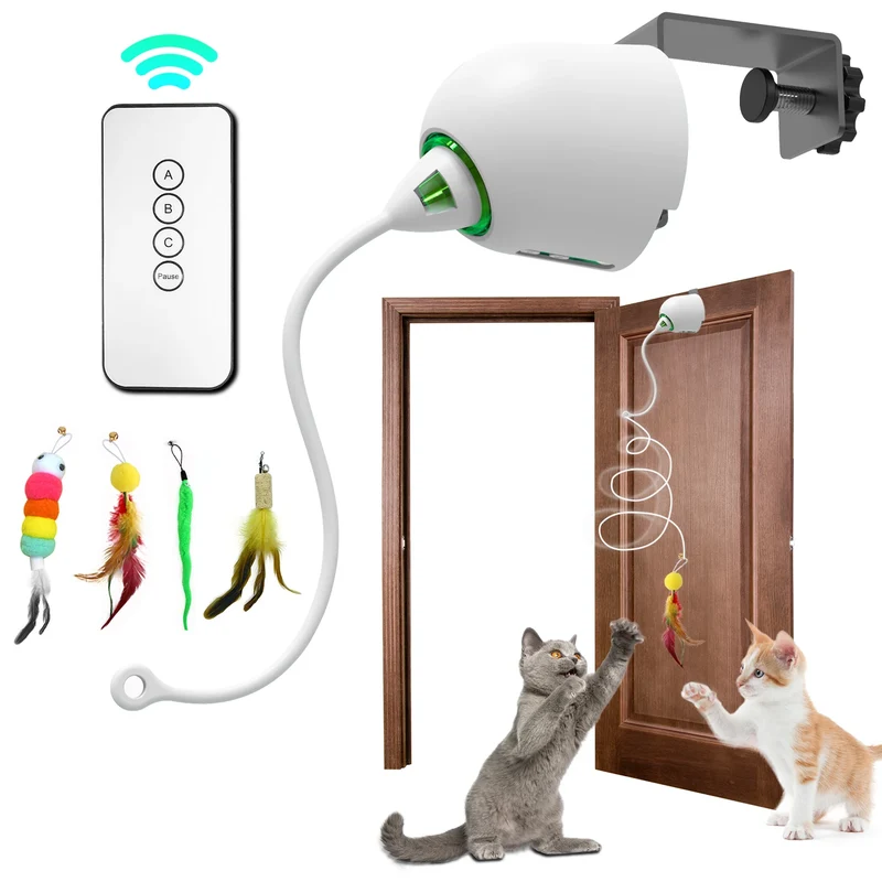Giocattolo Interattivo Elettrico per Gatti con Piume | Cat Teaser Automatico da Appendere