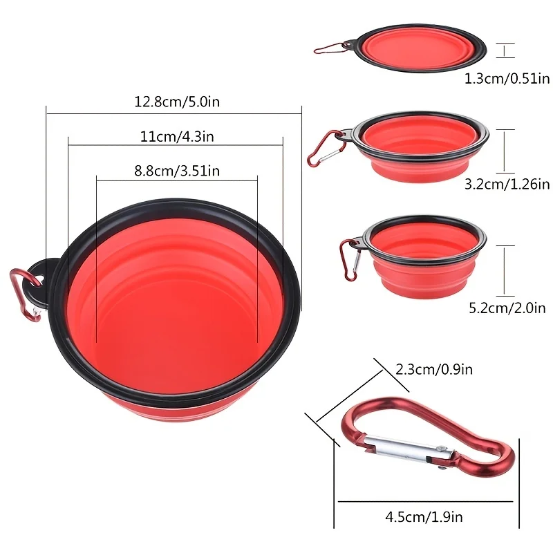 Ciotola Pieghevole Portatile in Silicone e TPR per Cani e Gatti, Ciotola da Viaggio Salvaspazio per Cibo e Acqua (Outdoor e Trekking)