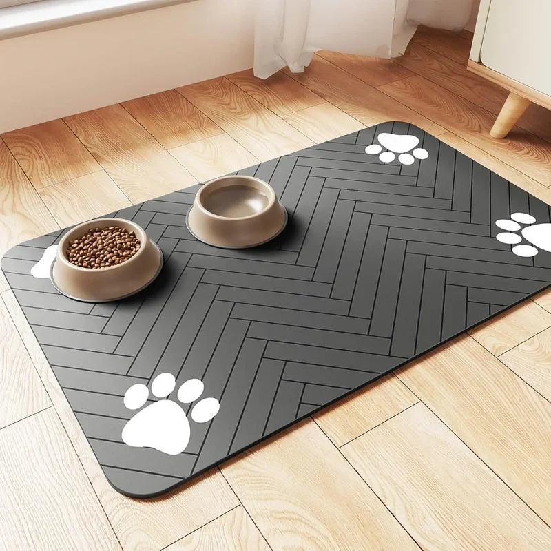 Pet Feeding Mat – Tappetino Sottociotola Super Assorbente per Cani e Gatti, Tovaglietta Impermeabile in Gomma ad Asciugatura Rapida per Cibo e Acqua