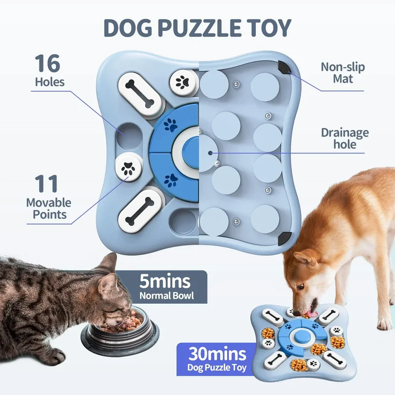 Gioco Interattivo di Attivazione Mentale per Cani e Gatti – Ciotola Slow Feeder Anti-Ingozzamento, Dispenser Snack per Aumentare l'IQ e Ridurre la Noia (Antiscivolo)