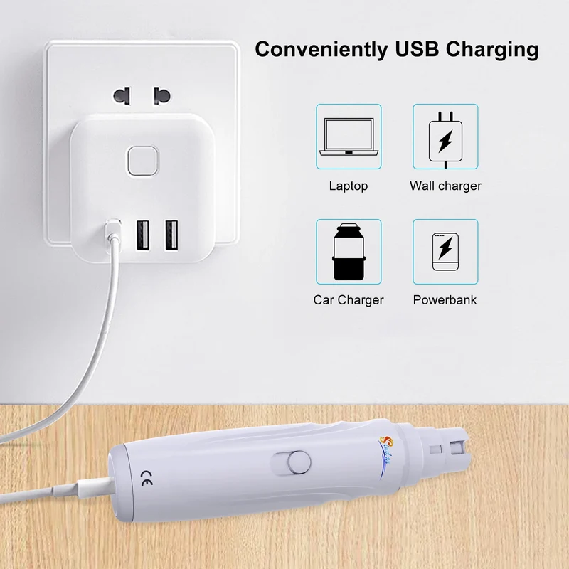 Tagliaunghie Elettrico per Cani e Gatti – Lima USB Silenziosa a 2 Velocità