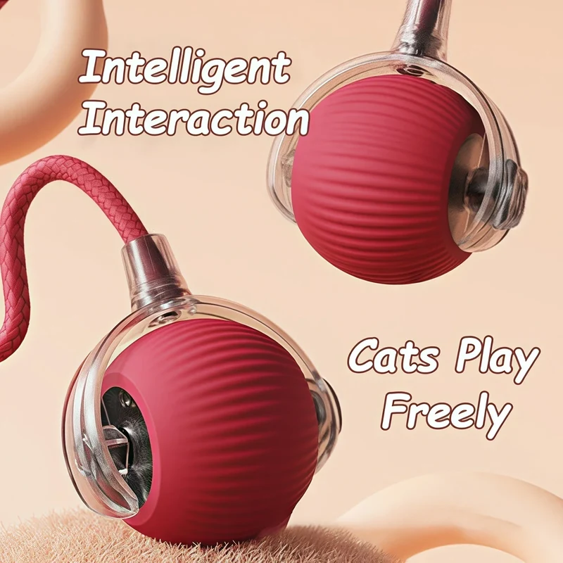 Pallina Interattiva Intelligente per Gatti – Gioco Elettrico Automatico Ricaricabile USB-C in Silicone e ABS con Effetto Coda e Movimento Antistacolo