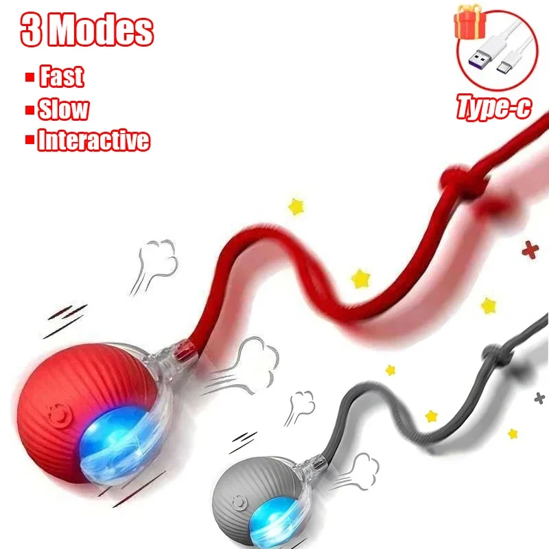 Pallina Interattiva Intelligente per Gatti – Gioco Elettrico Automatico Ricaricabile USB-C in Silicone e ABS con Effetto Coda e Movimento Antistacolo