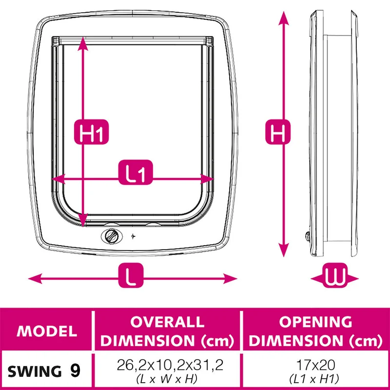 SWING 9 Portina per grandi gatti e piccoli cani. Chiusura a 4 vie. MARRONE