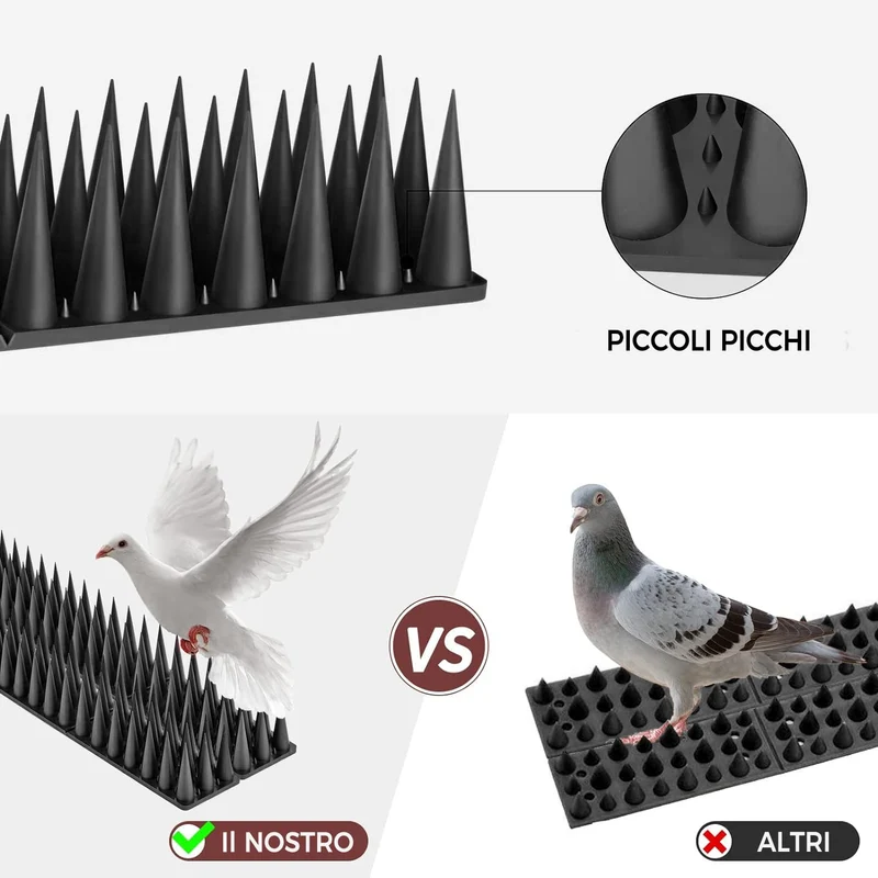 Dissuasori per Piccioni 5.7M, Dissuasore per Piccioni Plastica, Scaccia Piccioni, Piccioni Dissuasori Balcone Terrazza Finestra per Uccelli, Gatti (20 Pezzi Nero)