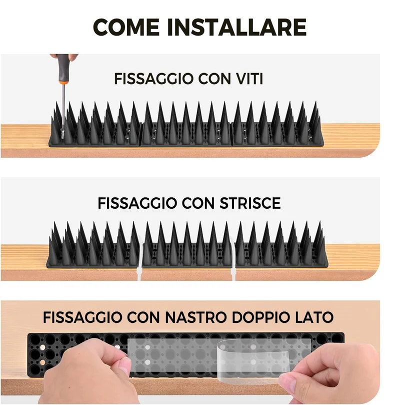 Dissuasori per Piccioni 5.7M, Dissuasore per Piccioni Plastica, Scaccia Piccioni, Piccioni Dissuasori Balcone Terrazza Finestra per Uccelli, Gatti (20 Pezzi Nero)