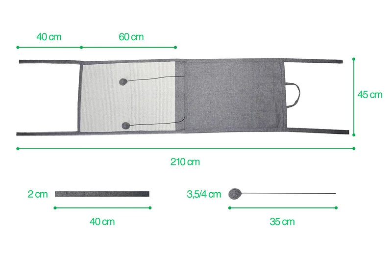 TREKAM Set 2x tiragraffi divano per gatti e rullo smacchiatori divano - Proteggi divano gatti graffi con palline elastiche giocattolo e tasche - affilaunghie sisal naturale per il tuo gattino