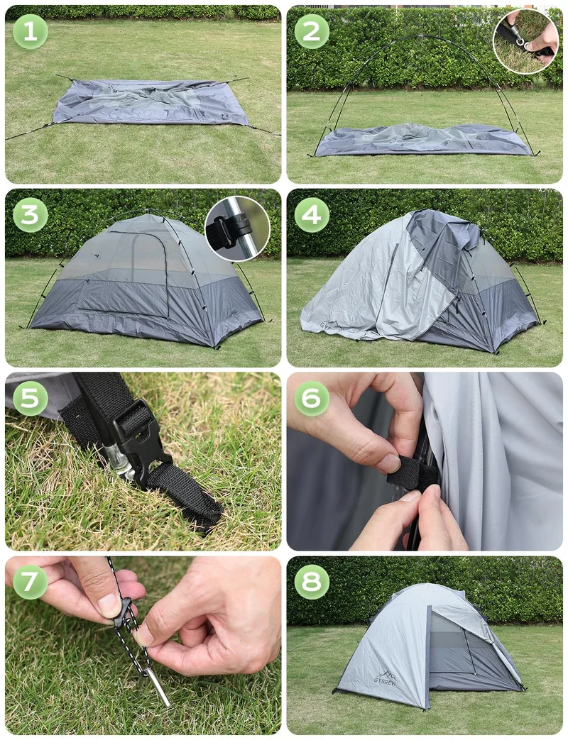 Gysrevi Tenda Campeggio per 2-3 Persone Tenda da Campeggio Doppia Porta Impermeabile & Antivento Tenda Interna ed Esterna 2 in 1 Adatto per il Campeggio, Escursioni, Arrampicata, Escursioni, Viaggi di