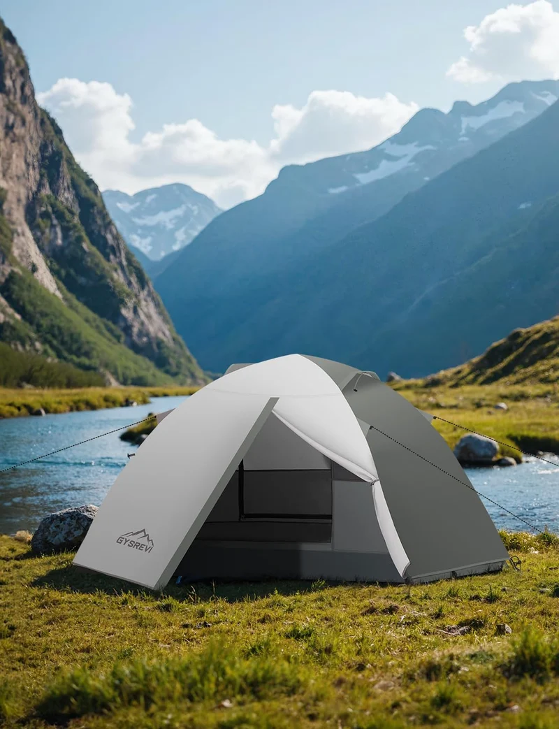 Gysrevi Tenda Campeggio per 2-3 Persone Tenda da Campeggio Doppia Porta Impermeabile & Antivento Tenda Interna ed Esterna 2 in 1 Adatto per il Campeggio, Escursioni, Arrampicata, Escursioni, Viaggi di