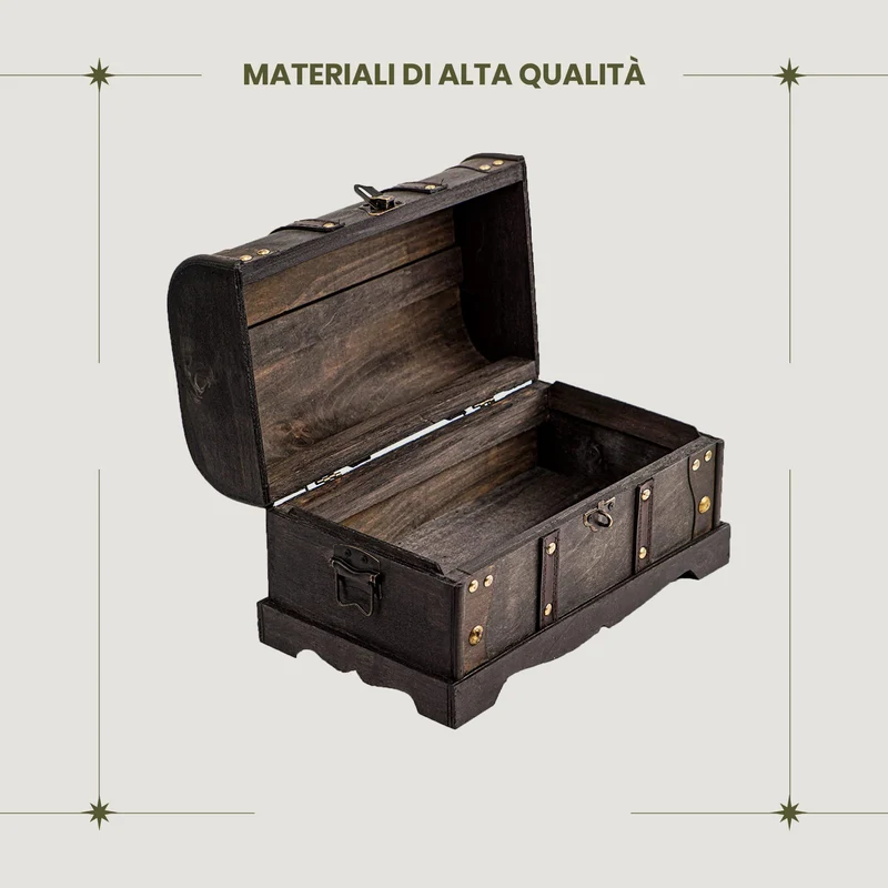 Brynnberg, Columbus, Cofanetto in Legno a Forma di Baule, Stile coloniale, Scrigno dei Pirati, con Lucchetto, 31 x 18 x 18 cm