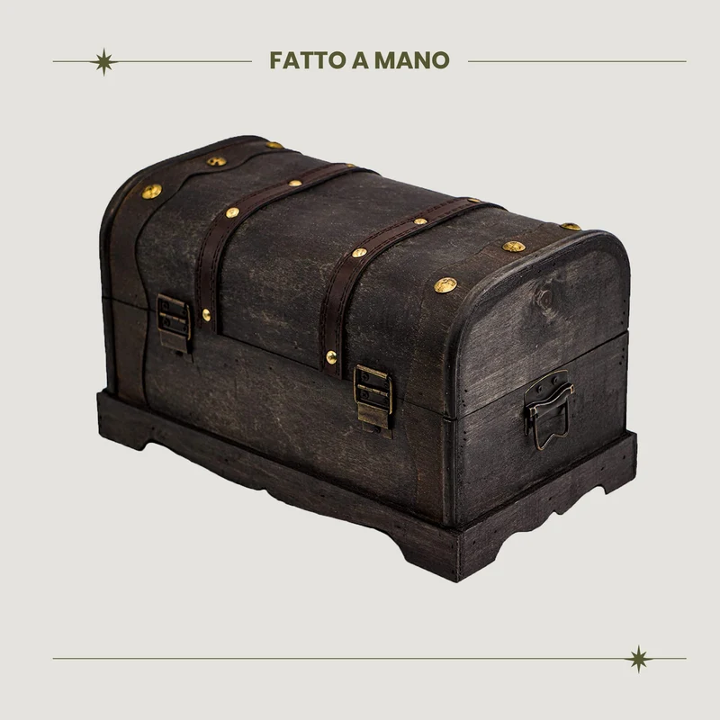 Brynnberg, Columbus, Cofanetto in Legno a Forma di Baule, Stile coloniale, Scrigno dei Pirati, con Lucchetto, 31 x 18 x 18 cm