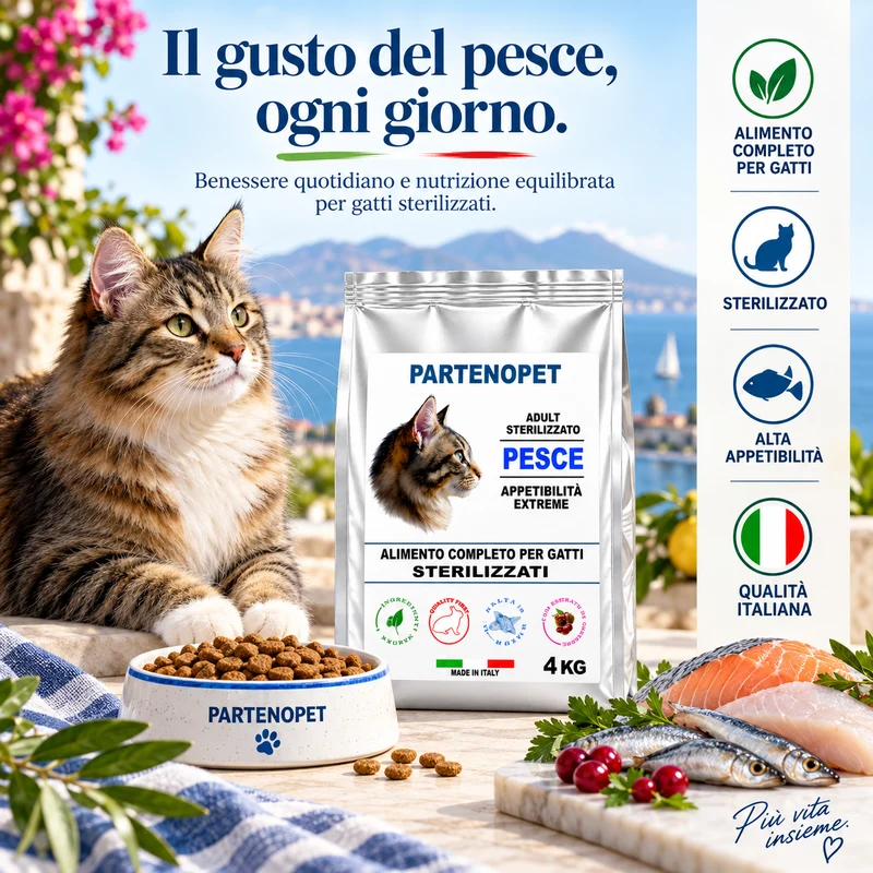 Partenopet Crocchette Gatti Sterilizzati al Pesce 4 kg