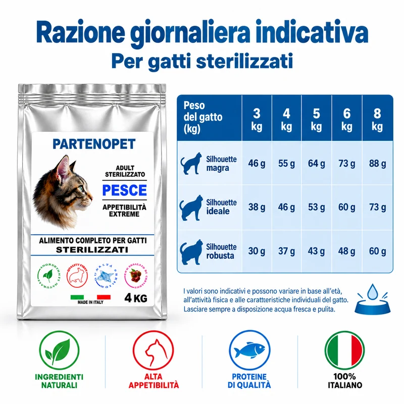 Partenopet Crocchette Gatti Sterilizzati al Pesce 4 kg