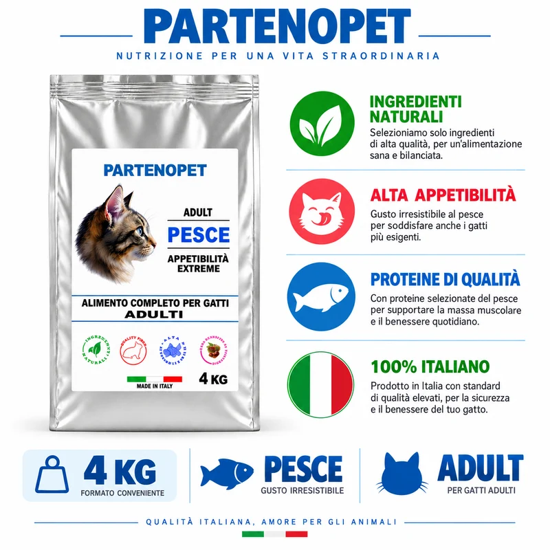 Partenopet Crocchette Gatti Adulti al Pesce con Taurina 4 kg