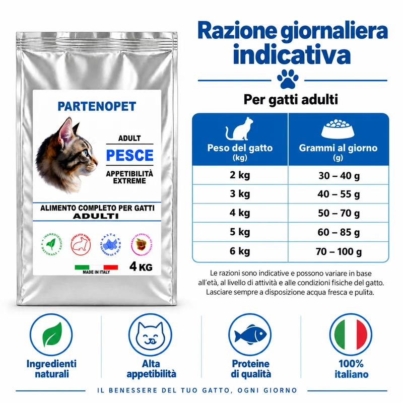Partenopet Crocchette Gatti Adulti al Pesce con Taurina 4 kg
