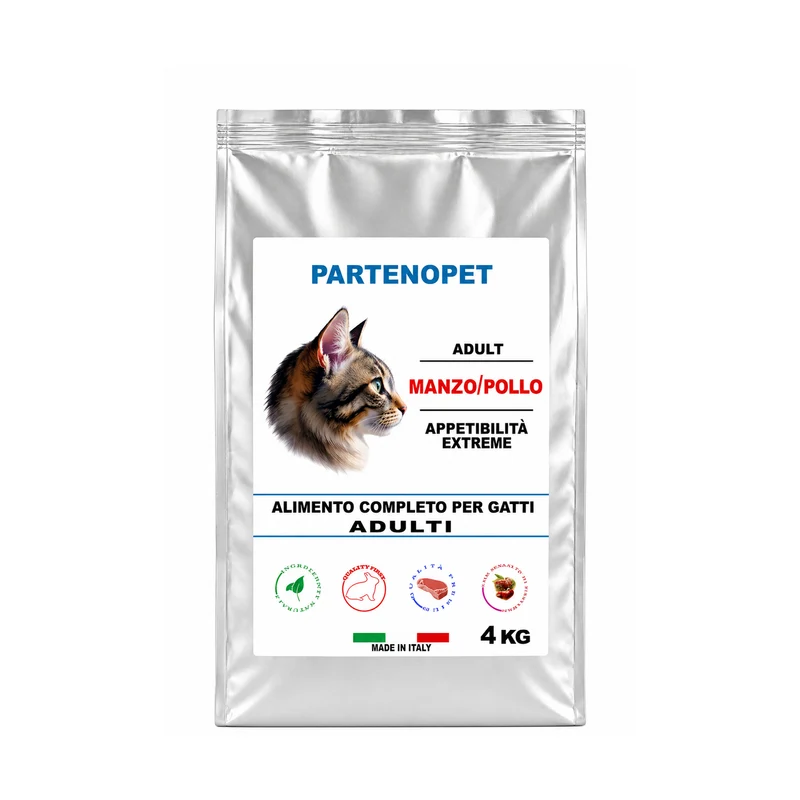 Partenopet Crocchette Gatti Adulti Manzo e Pollo con Taurina 4 kg