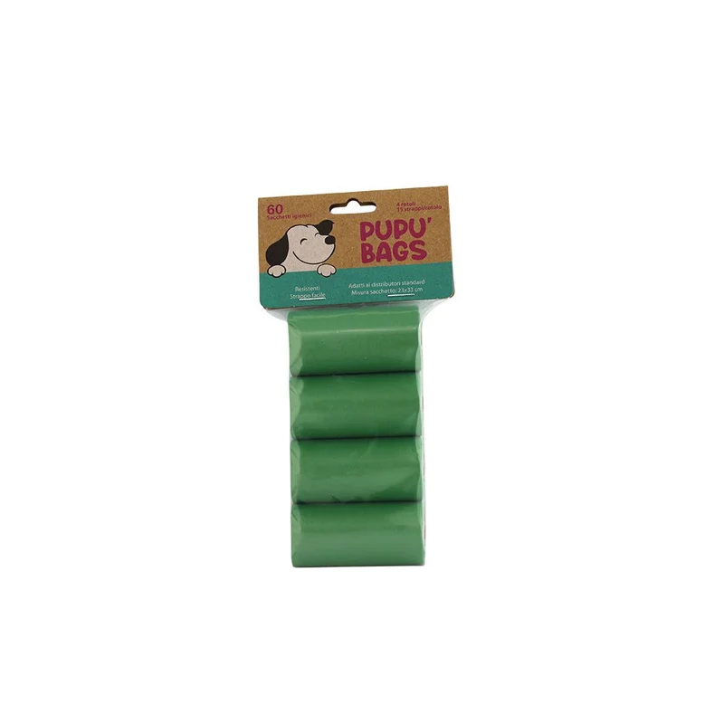 Sacchetti Igienici Pupù Bags – Set 4 Rotoli ad Alta Resistenza per la Raccolta Feci