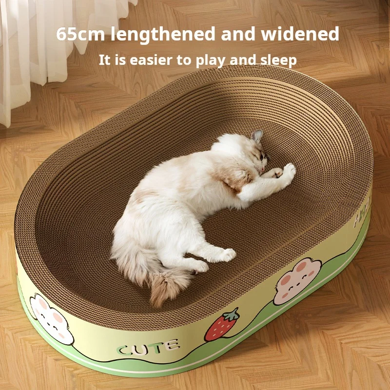 Cute Cat Scratch Board & Nest – Cuccia Tiragraffi Integrata ad Alta Resistenza (Ovale e Circolare)