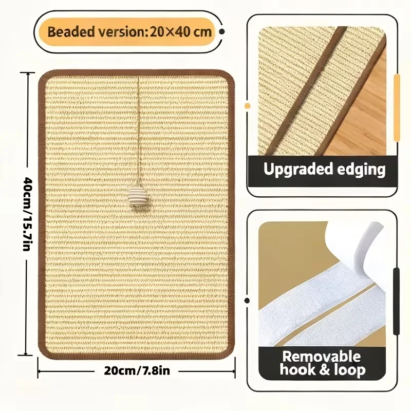 Tiragraffi Verticale Robusto con Pallina Pendente – Protezione Mobili Salvaspazio per Gatti Indoor (Beige)