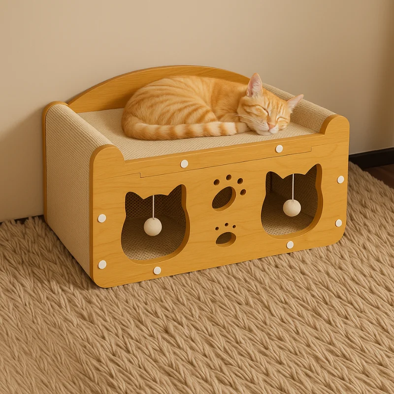 Tiragraffi 2 in 1 per Gatti – Graffiatoio e Cuccia Relax in Cartone Ondulato ad Alta Densità (4 Varianti)