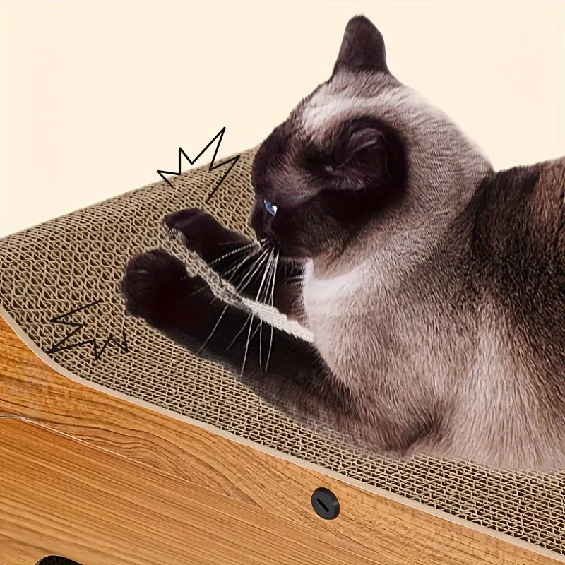 Divano Tiragraffi per Gatti con Nido in Cartone, Colonna in Sisal e Giochi Interattivi (51x26x30 cm)