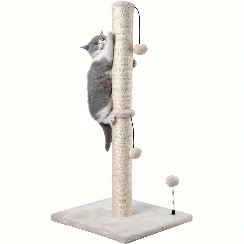 Tiragraffi a Colonna Premium Basic – Postazione in Sisal Naturale con Pallina Pendente per Gatti Indoor