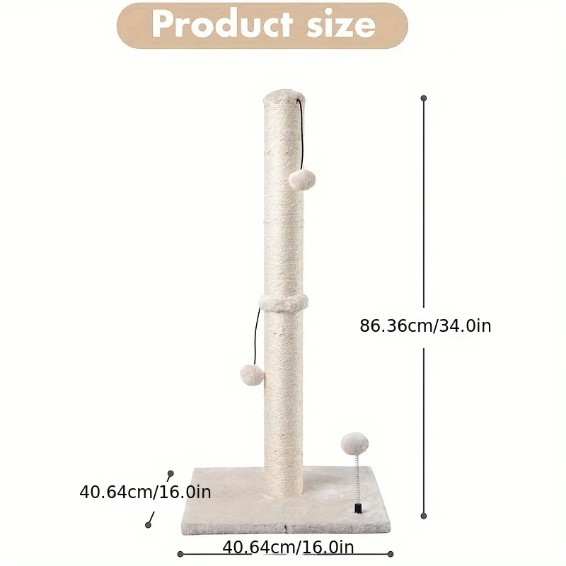 Tiragraffi a Colonna Premium Basic – Postazione in Sisal Naturale con Pallina Pendente per Gatti Indoor