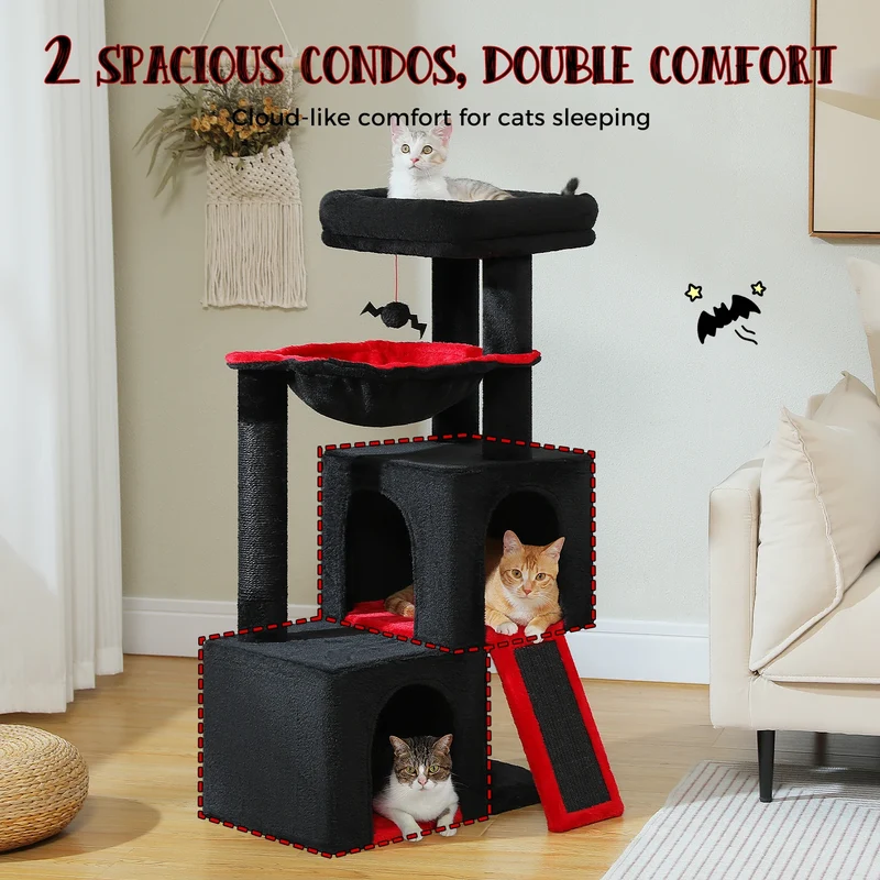 Albero Tiragraffi Professional per Gatti Indoor – Torre Multipiano con Doppia Cuccia, Amaca XL e Rampa Tiragraffi (7 Varianti)