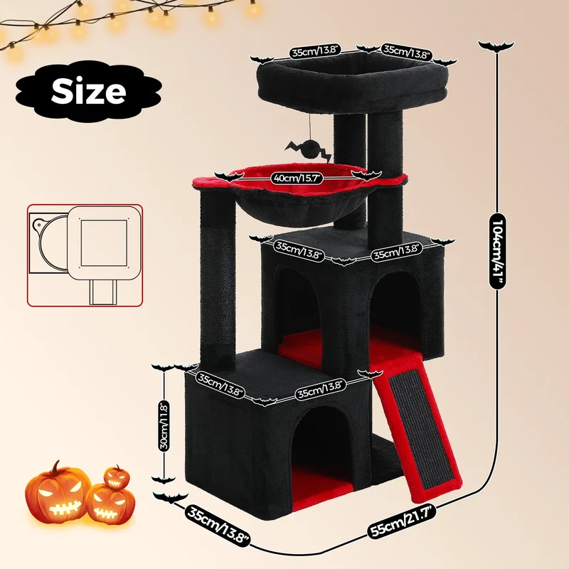 Albero Tiragraffi Professional per Gatti Indoor – Torre Multipiano con Doppia Cuccia, Amaca XL e Rampa Tiragraffi (7 Varianti)