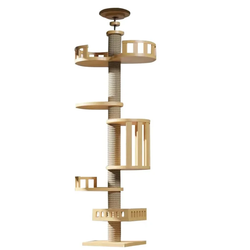 Albero Tiragraffi Cielo-Terra Regolabile – Torre per Gatti Multipiano con Cuccia e Amache (10 Varianti Disponibili)