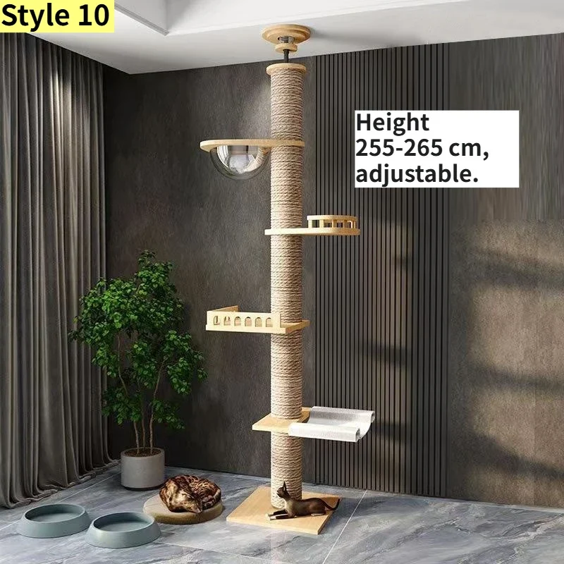 Albero Tiragraffi Cielo-Terra Regolabile – Torre per Gatti Multipiano con Cuccia e Amache (10 Varianti Disponibili)
