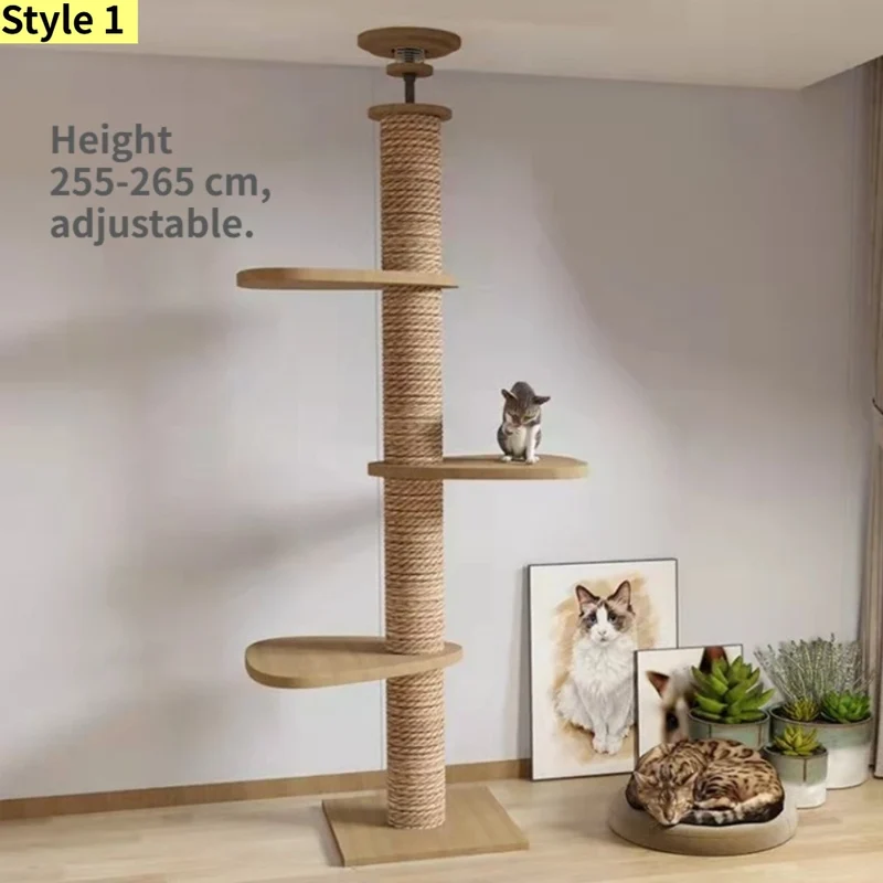 Albero Tiragraffi Cielo-Terra Regolabile – Torre per Gatti Multipiano con Cuccia e Amache (10 Varianti Disponibili)