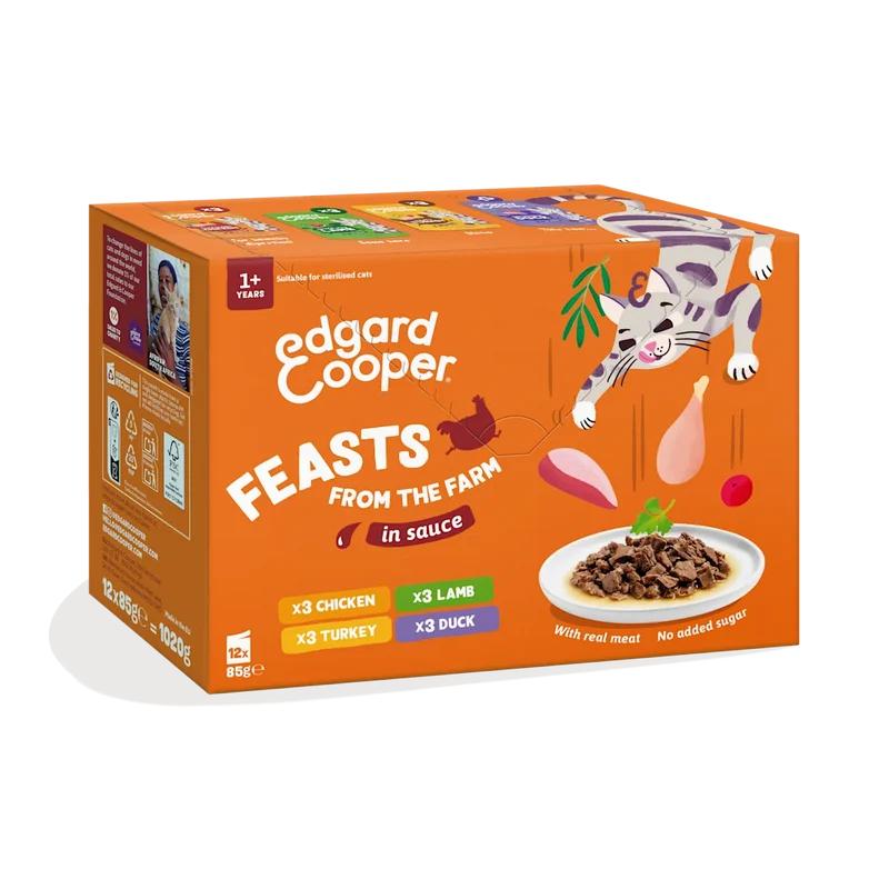 Edgard & Cooper Umido Gatto Multipack BOCCONCINI IN SALSA Sapori della Fattoria 12x85 gr