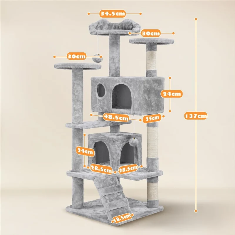Albero Tiragraffi Multilivello con Cuscini, Cucce e Giochi | S / M / L