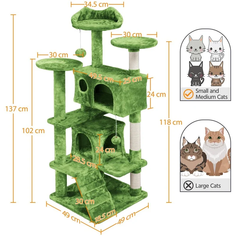 Albero Tiragraffi Multilivello con Cuscini, Cucce e Giochi | S / M / L