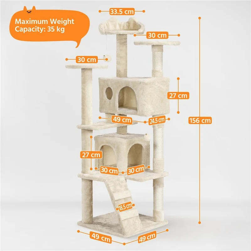 Albero Tiragraffi Multilivello con Cuscini, Cucce e Giochi | S / M / L