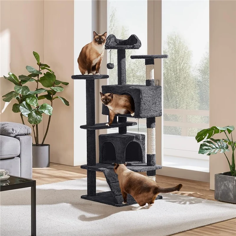 Albero Tiragraffi Multilivello con Cuscini, Cucce e Giochi | S / M / L