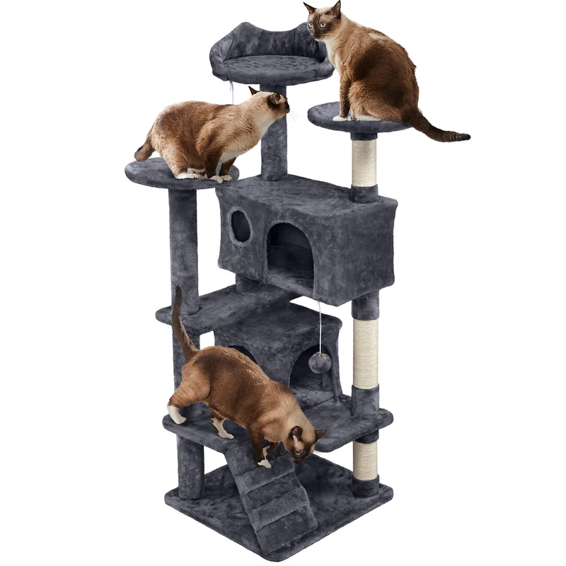 Albero Tiragraffi Multilivello con Cuscini, Cucce e Giochi | S / M / L