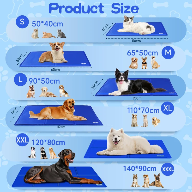Nobleza Tappetino Refrigerante Cane XXXL, 140 * 90cm, Tappeto Rinfrescante in Gel Non Tossico, Perfetto per Cani e Gatti in Estate, Blu