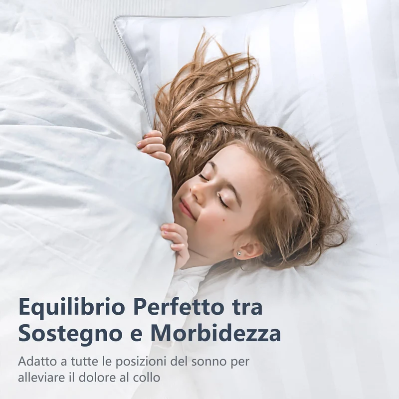 TESQ Cuscini Letto 50x70 cm Set di 2 Cuscino Morbidi e Confortevoli, Qualità Alberghiera di Lusso, Traspiranti e Anallergici, Ideali per Chi Dorme di Lato, sulla Schiena e a Pancia in Giù, Lavabili