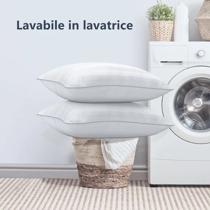 TESQ Cuscini Letto 50x70 cm Set di 2 Cuscino Morbidi e Confortevoli, Qualità Alberghiera di Lusso, Traspiranti e Anallergici, Ideali per Chi Dorme di Lato, sulla Schiena e a Pancia in Giù, Lavabili