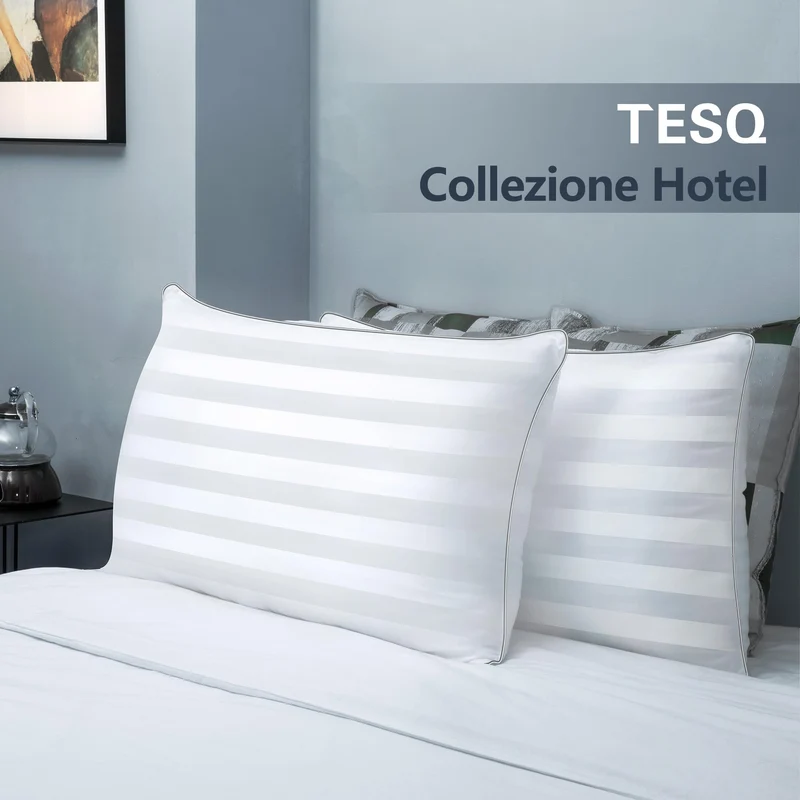TESQ Cuscini Letto 50x70 cm Set di 2 Cuscino Morbidi e Confortevoli, Qualità Alberghiera di Lusso, Traspiranti e Anallergici, Ideali per Chi Dorme di Lato, sulla Schiena e a Pancia in Giù, Lavabili
